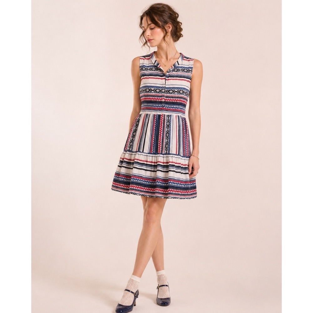 Kasia Mini Dress Womens Small Blue Red White Excellent Coquette Cottagecore 6788